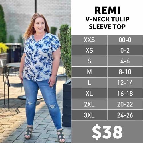 Remi V Neck Top Size Chart